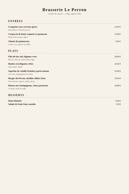 Photo d'une carte de restaurant